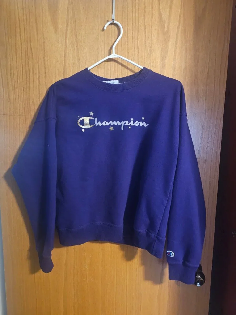 Champion Purple Crewneck Sweatshirt with Gold Logo - Picture 7 of 7
